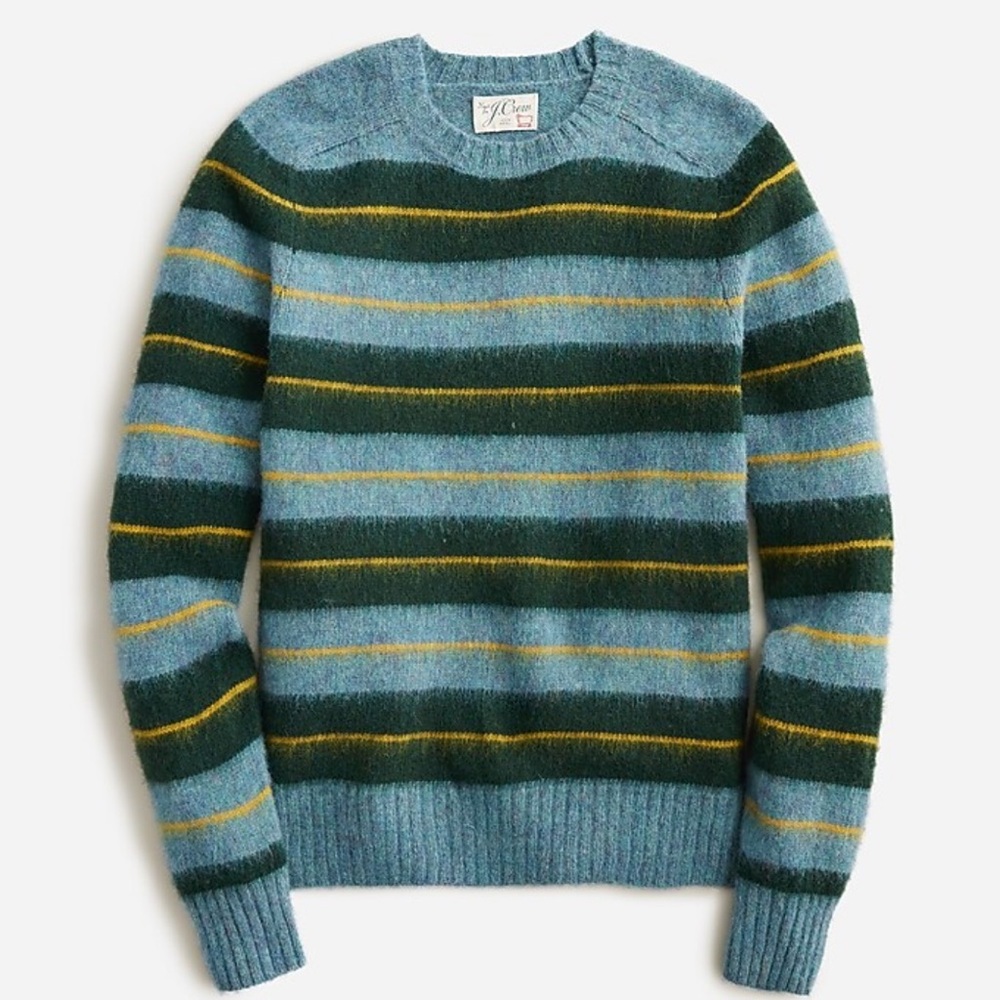 J. Crew Striped Crewneck Sweater - Blue, Green, Yellow